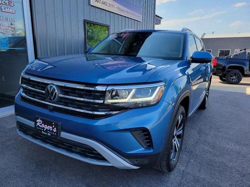 Blue 2021 Volkswagen Atlas 3.6L SEL Premium