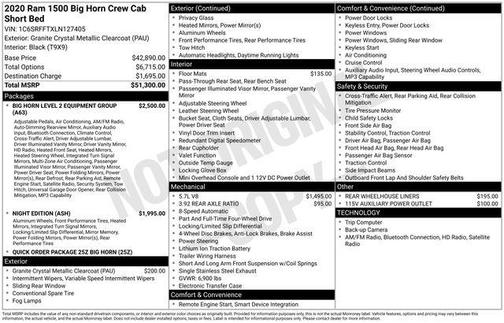 2020 RAM 1500 Big Horn