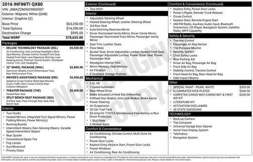 2016 INFINITI QX80 Base