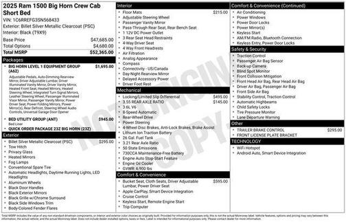 2025 RAM 1500 Big Horn/Lone Star