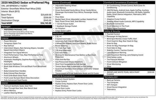2020 Mazda Mazda3 AWD w/Preferred Package