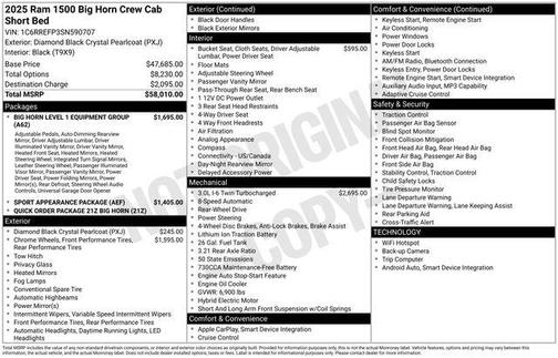 2025 RAM 1500 Big Horn/Lone Star