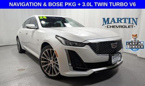 Crystal White Tri-Coat 2024 Cadillac CT5 Premium Luxury RWD