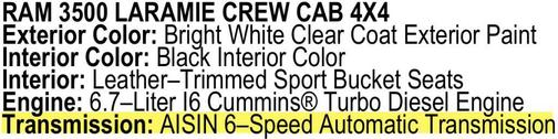 2018 RAM 3500 Laramie Crew Cab 4x4 8' Box
