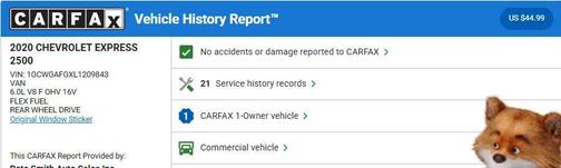 2020 Chevrolet Express 2500 RWD 2500 Regular Wheelbase WT