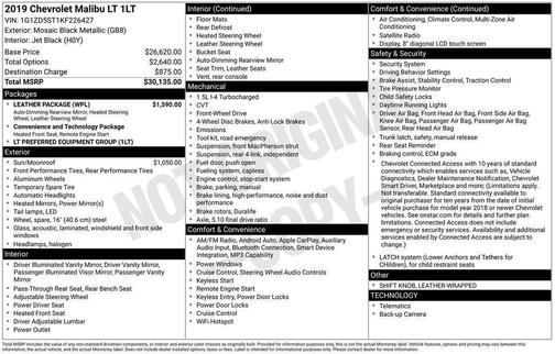 Mosaic Black Metallic 2019 Chevrolet Malibu LT