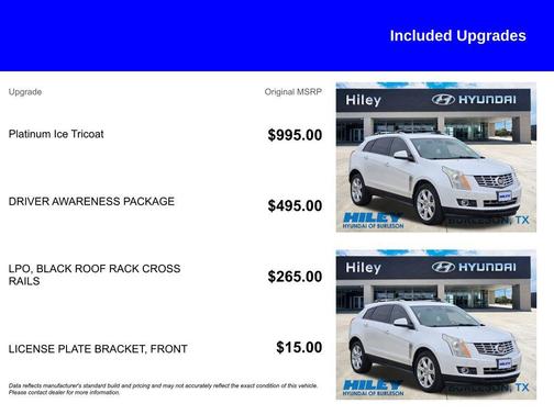 Platinum Ice Tricoat 2015 Cadillac SRX Performance Collection