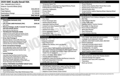 2020 GMC Acadia Denali