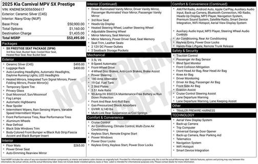 Ceramic Silver 2025 Kia Carnival SX Prestige