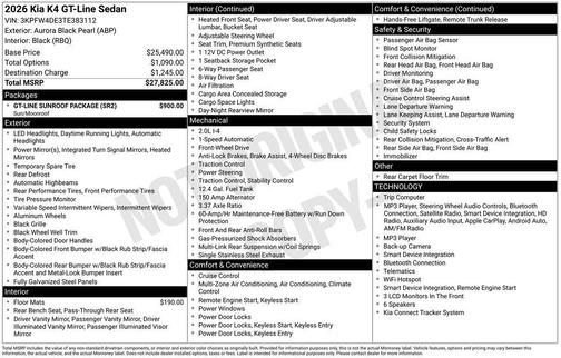 Aurora Black Pearl 2026 Kia K4 GT-Line