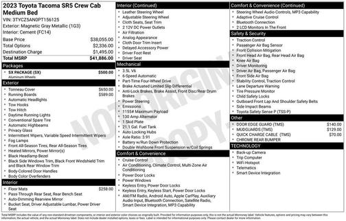 Magnetic Gray Metallic 2023 Toyota Tacoma SR5