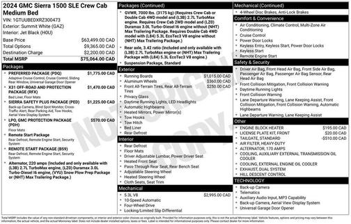 Summit White 2024 GMC Sierra 1500 SLE