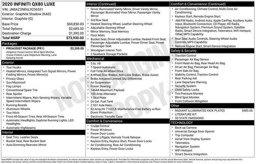 2020 INFINITI QX80 Luxe