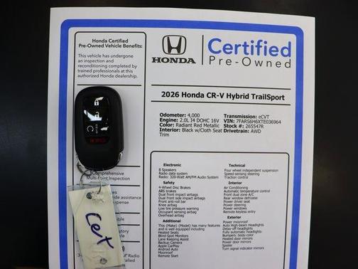 Radiant Red Metallic 2026 Honda CR-V Hybrid TrailSport