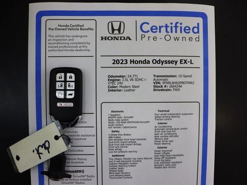 Modern Steel Metallic 2023 Honda Odyssey EX-L