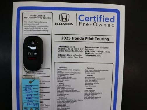 Radiant Red Metallic II 2025 Honda Pilot Touring