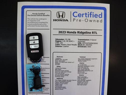 Modern Steel Metallic 2023 Honda Ridgeline RTL