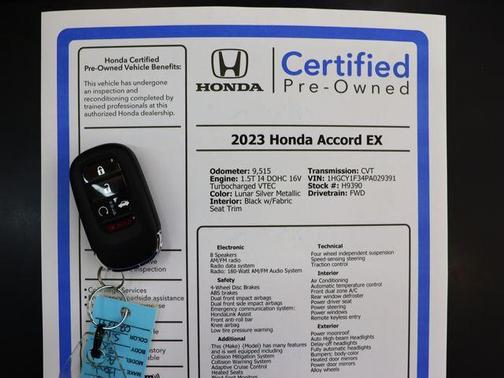 Lunar Silver Metallic 2023 Honda Accord EX