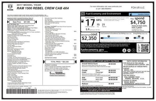 Bright White Clearcoat 2017 RAM 1500 Rebel