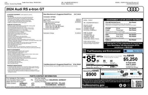 Suzuka Gray Metallic 2024 Audi RS e-tron GT Base