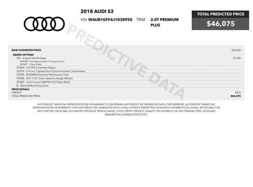 Mythos Black Metallic 2018 Audi S3 2.0T Premium Plus