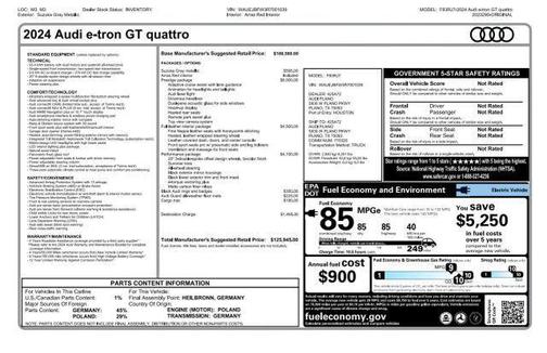 Suzuka Gray Metallic 2024 Audi e-tron GT Prestige