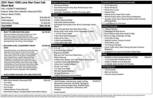 Billet Silver Metallic Clearcoat 2021 RAM 1500 Lone Star