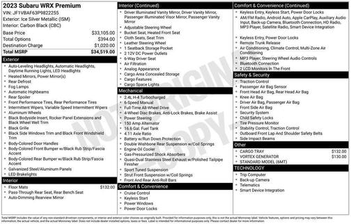 Ice Silver Metallic 2023 Subaru WRX Premium