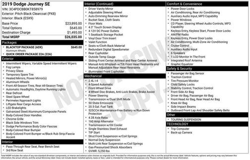 Pitch Black Clearcoat 2019 Dodge Journey SE