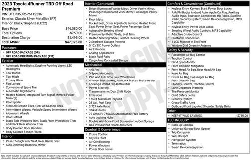 Classic Silver Metallic 2023 Toyota 4Runner TRD Off Road Premium