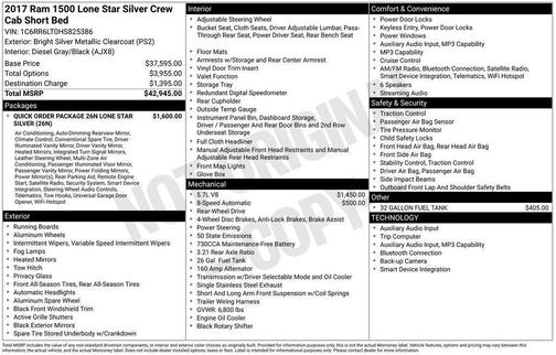 Bright Silver Metallic Clearcoat 2017 RAM 1500 Lone Star