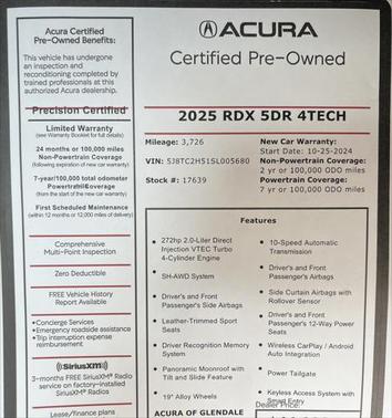 2025 Acura RDX Technology Package