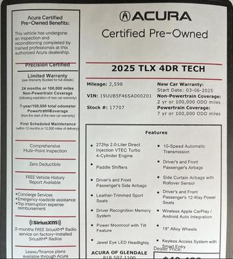 2025 Acura TLX Technology