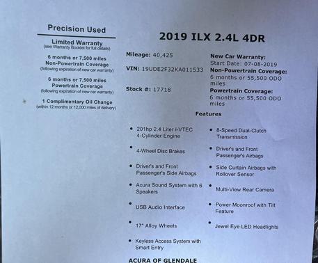 2019 Acura ILX Base