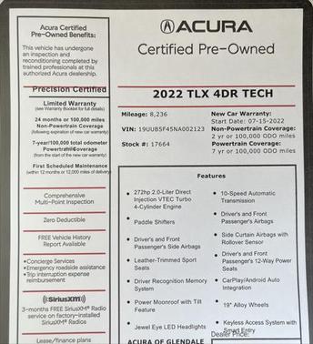 2022 Acura TLX Technology