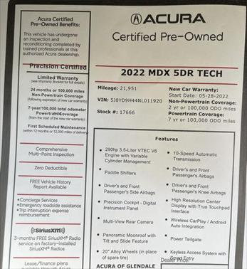 2022 Acura MDX Technology Package