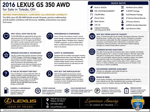 Silver 2016 Lexus GS 350 Base
