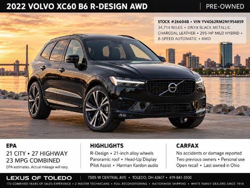 Onyx Black Metallic 2022 Volvo XC60 B6 R-Design