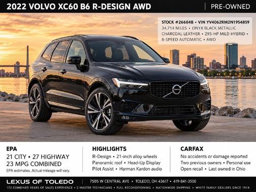 Onyx Black Metallic 2022 Volvo XC60 B6 R-Design