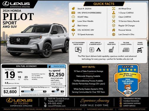 Lunar Silver Metallic 2024 Honda Pilot Sport
