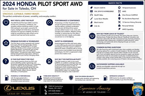 Lunar Silver Metallic 2024 Honda Pilot Sport
