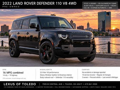 Santorini Black Metallic 2022 Land Rover Defender 110 V8