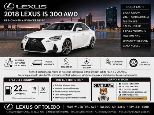 White Pearl 2018 Lexus IS 300 Base