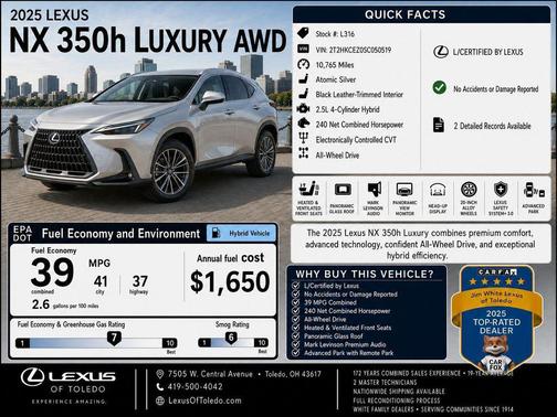 Atomic Silver 2025 Lexus NX 350h Luxury