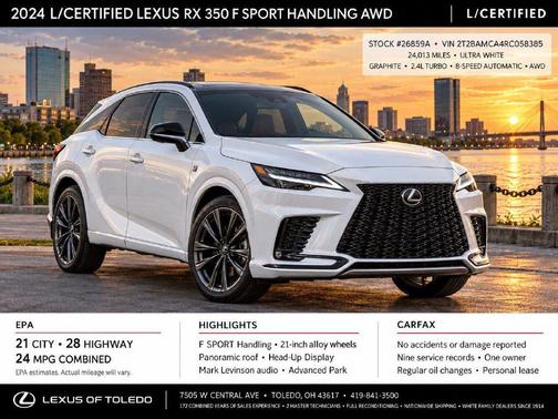 Ultra White 2024 Lexus RX 350 F SPORT Handling