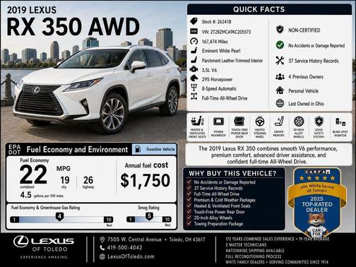 White Pearl 2019 Lexus RX 350 Base