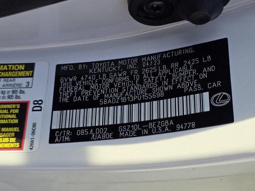 Eminent White Pearl 2023 Lexus ES 350 Base