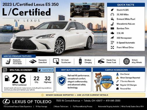 White Pearl 2023 Lexus ES 350 Base