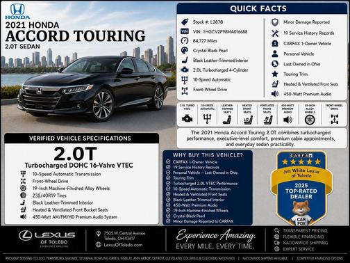 Crystal Black Pearl 2021 Honda Accord Touring 2.0T