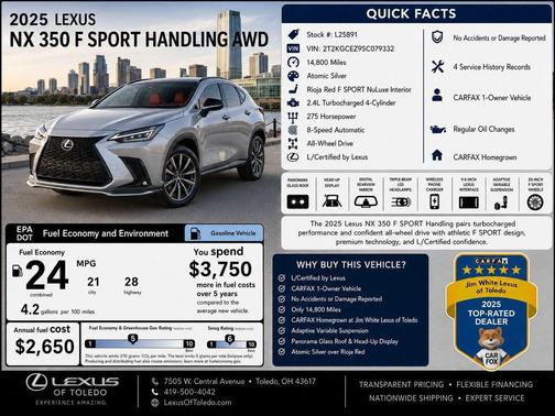 Atomic Silver 2025 Lexus NX 350 F SPORT Handling